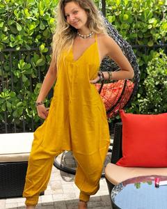 Bohemian Style Casual Sleeveless Breathable Jumpsuit with Pockets Halter Neck Summer Outfit - Product Image 3