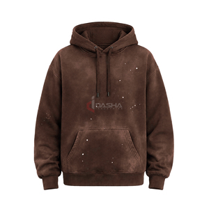 Sweat à capuche en molleton français lavé aux enzymes pour homme, coupe lourde, épaules tombantes, surdimensionné, logo personnalisé, coton, OEM - Product Image 1