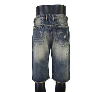 Shorts en jean déchirés et usés de haute qualité pour hommes, bleus, vente en gros - Product Image 4