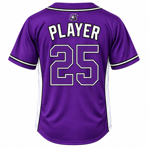 Camiseta de béisbol deportiva Sinewy para hombre, color morado y blanco, 25, que absorbe la humedad, manga corta, corte regular, para todas las estaciones, con estampado del nombre del equipo - Product Image 2