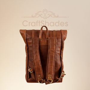 Mochila de Cuero Vintage de Primera Calidad con Parte Superior Enrollable para Hombre y Mujer, Mochila de Viaje de Cuero Genuino Resistente, Bolso Escolar Elegante para la Universidad - Product Image 6