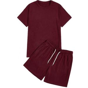 Polyester/Cotton Casual Solid Embroidery Logo <b>Men's</b> T Shirt Suits Tracksuit <b>Shorts</b> Set Crew Neck Outdoor Printed Patchwork - Product Image 1