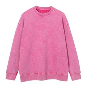 Hotsale 100% Cotton Pullover <b>Men's</b> Oversized <b>Sweatshirts</b> Vintage Acid Wash with Solid Pattern Sun Faded Wash <b>Sweatshirt</b> - Product Image 2