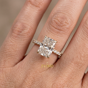 18K Gold Radiant Cut Moissanite Engagement <b>Ring</b> Luxury Pavé Solitaire Bridal <b>Ring</b> for Women - Product Image 6