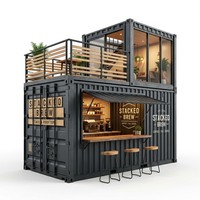 Café mobile en conteneur ouvert, équipement complet, utilités intégrées, prêt à l'emploi, 1 jour seulement