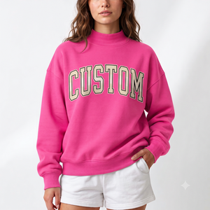 High Quality Women Oversized Mock Neck Sweatshirt Custom 100% Cotton Heavyweight Fashion Pullover - Product Image 1