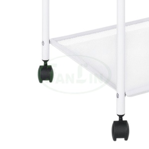 Chariot de rangement multifonctionnel moderne chariot utilitaire ménage bureau à domicile organisateur roulant métal maille blanc meubles roues - Product Image 3