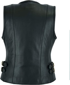 Women <b>Black</b> Sheepskin Genuine Leather <b>Vest</b> Fashion Waistcoat - Product Image 2