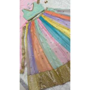 Ropa de fiesta para mujer Lehenga Choli con elegante juego de trabajo de espejo de papel - Product Image 3