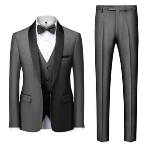 Ensemble de costume de smoking noir en laine croisé pour homme avec gilet et nœud papillon, coupe ajustée, style britannique, tenue de cérémonie pour mariages et événements - Product Image 5