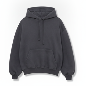 <b>Men's</b> Oversized Pullover Hoodie Graphite <b>Grey</b> Cotton <b>Fleece</b> Kangaroo Pocket Drawstring Streetwear Winter Sweatshirt - Product Image 4