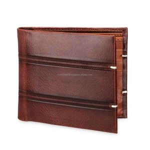 Vente en gros de portefeuille de luxe en cuir véritable pour hommes, porte-cartes avec logo personnalisé et fermeture ouverte, blocage RFID, courte longueur - Product Image 2