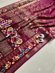 ผ้าซารีวิสโคสเครปสมัยใหม่ พร้อมขอบผ้าลายแจ็คการ์ด และลายฟอยล์บราโซ แห้งเร็ว - Product Image 4