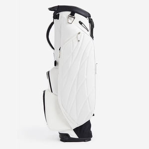 Sac de golf blanc de qualité professionnelle avec des coutures géométriques élégantes et des séparateurs de clubs multi-positions - Product Image 6