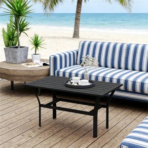 Tavolo da Pranzo Rettangolare Nero per Terrazza e Giardino - Product Image 1