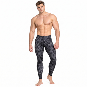 Leggings de compression imprimés léopard pour hommes, pantalons de yoga légers imprimés, spandex polyester, écologiques, collants de sport pour hommes - Product Image 2