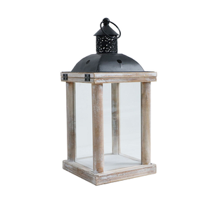 Lanterne à bougie en bois, style classique, écologique, impression typographique, best-seller, couleur vieillie, rectangulaire, pour l'intérieur et l'extérieur - Product Image 1