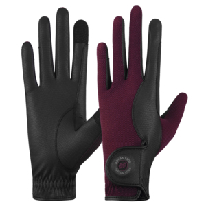 Equestrian Riding Gloves Training Gloves Serino Synthetic Leather, Technical Mesh Anti-Slip Grip Breathable Mesh Back - Product Image 1