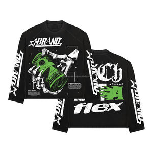 Camiseta de manga larga de punto 100% algodón con estampado gráfico de estética oscura para hombre, estilo urbano moderno con estampado digital. - Product Image 1