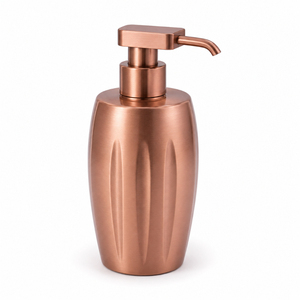 Dispensador de Jabón Metálico Acanalado Premium, Níquel Brillante, Bomba de Jabón Líquido Manual, Diseño Art Deco Moderno para Baño, Hotel, Encimera - Product Image 4