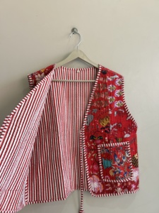 Gilet matelassé indien style bohème en patchwork pour femme, veste sans manches en coton - Product Image 5