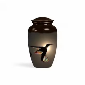 Urna Funeraria de Primera Calidad para Cremación, Modelo Black Sunset Hummingbird Silhouette, para Uso en Funerarias - Product Image 1
