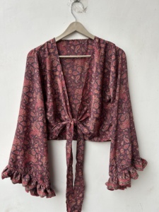 Women <b>Silk</b> <b>Top</b> Vintage Style Retro Bell Sleeve Women <b>Crop</b> <b>Top</b> Vacation Wear Tank <b>Top</b> - Product Image 4