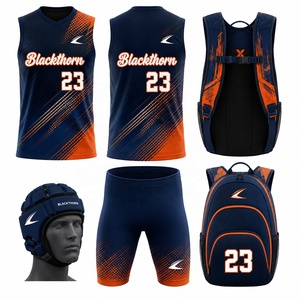 Conjuntos de Uniformes de Fútbol Americano Sublimados para Equipos 7 contra 7 con Diseño de Bandera Estadounidense - Paquete de Pantalones de Fútbol Americano de Spandex/Poliéster para Jugadores Delanteros - Product Image 1