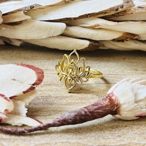 Luxury Design Lotus <b>Ring</b> Boho Brass <b>Rings</b> For Women 18k Gold Plated Floral <b>Statement</b> Jewelry Wholesale/OEM/ODM - Product Image 4