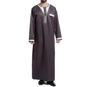 Jubbah Thobe Musulmán para Hombre, Manga Larga, Bordado, Algodón Transpirable, Secado Rápido, Antiencogimiento, Venta al Por Mayor de Fábrica 2026, Eid Ramadán - Product Image 2