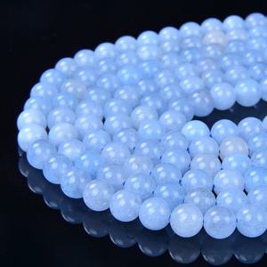 Perles rondes en jade bleu aqua naturel, perles lisses en jade bleu pour la fabrication de bijoux, collier, bracelet - Product Image 5