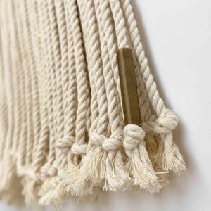 Decoración Bohemia Rectangular de Madera Hecha a Mano para Colgar en la Pared con Flecos de Borlas en Colores Naturales por Curio Craft - Product Image 3