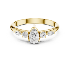 Anillo de compromiso chapado en oro amarillo con diamante talla pera para mujer, anillo nupcial de lujo, joyería fina, regalo para fiesta - Product Image 1
