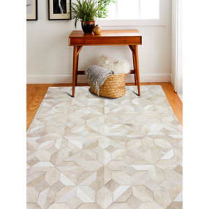 Le tapis d'intérieur ultime en cuir de vachette et coton, style persan, patchwork rayé premium, antidérapant, adapté aux animaux domestiques, provenant d'Inde, disponible en ensembles - Product Image 3