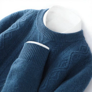 Pull-over en polyester épais et chaud pour homme, à motif géométrique, doublé polaire, idéal pour l'automne et les tenues décontractées des hommes d'âge mûr - Collection transfrontalière - Product Image 2