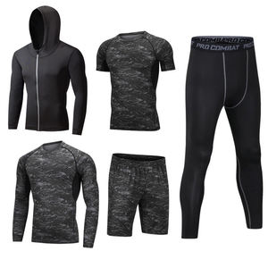 Vêtements de sport de compression pour hommes à manches longues, imprimés et unis, respirants, légers, coupe-vent, pour la course et le basketball, collection automne - Product Image 3