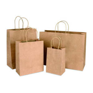 Sac en papier kraft personnalisé brun, blanc, noir pour la livraison de plats à emporter, restaurants, avec impression et lamination - Product Image 1