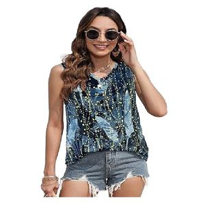 High Quality Luxury Print Color Women Tank <b>Top</b> Casual Eco-Friendly Breathable Anti-Pilling Summer 100% Cotton Fleece Best - Product Image 1