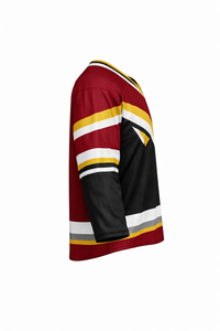 Men's Custom Ice Hockey Jersey V-Neck Three Quarter Sleeve Sublimated Print Moisture Wicking Polyester <b>Sport</b> <b>Apparel</b> - Product Image 2