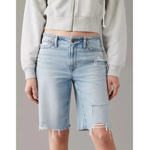 Atractivos Shorts de Mezclilla Holgados y Transpirables Estilo Bermuda de Cintura Alta para Mujer, 100% Algodón de Alta Calidad - Product Image 3