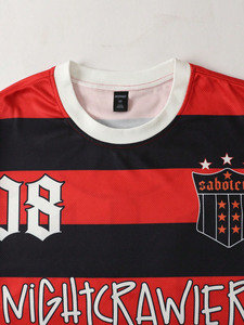Camiseta de Fútbol Americano Personalizada Roja y Negra con Rayas, Estilo Urbano, Manga Larga, para Entrenamiento, Venta al Por Mayor - Product Image 2