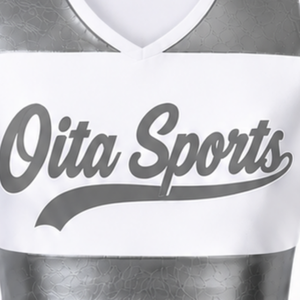 Ensemble d'uniforme de cheerleading sublimé blanc et gris sans manches, haut court et jupe, tenue de sport personnalisée pour l'entraînement et la performance - Product Image 3