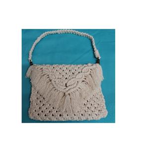 Bolso de Mano Personalizado para Mujer, Tejido a Mano con Borlas de Macramé, de Hilo de Algodón, con Borlas Decorativas Colgantes - Product Image 1