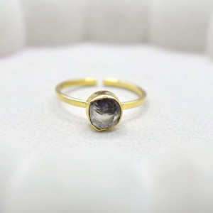 Raw Herkimer Diamond Adjustable <b>Ring</b> Gold Plated Collet Set Natural <b>Crystal</b> Handmade Minimalist Birthstone <b>Ring</b> Gift for Women - Product Image 3
