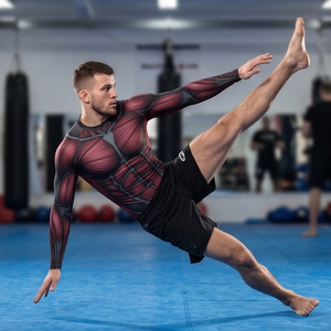 Maillot de compression unisexe sublimé pour grappling, avec coutures plates, extensible dans 4 directions, séchage rapide, pour MMA et Jiu Jitsu, 100% coton - Product Image 4