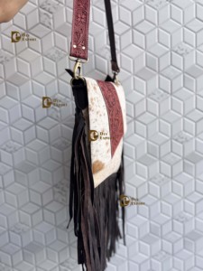 Wholesale Fashionable Real Cowhide Fur Hand <b>Tooled</b> <b>Leather</b> Sling Bag Carving Bohemian Bags Hot Selling Bags for Women Multi Uses - Product Image 3