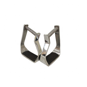 Estribos de acero inoxidable con almohadilla de goma negra para equitación, estribos de acero para montar a caballo, equipo de equitación. - Product Image 5
