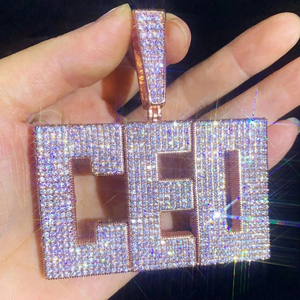 Pendentif lettre ZAWO HOUSE en moissanite glacée, argent 925, micro-pavé, bijoux hip-hop, cadeau unisexe - Product Image 6