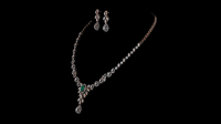 Parure de collier en argent avec pendentif en émeraude de laboratoire taille marquise et diamant pour mariée |   Bijoux de mariage de luxe |   Style ethnique plaqué or rose
