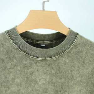 เสื้อยืดแขนสั้นผู้ชายผ้าฝ้ายฟอกทรงโอเวอร์ไซส์สีพื้นลำลองคอปกถักเสื้อฤดูร้อนสีเขียว - Product Image 2
